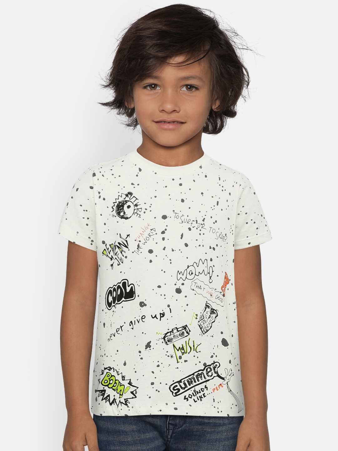 

Pepe Jeans Boys Off-White Printed Round Neck T-shirt