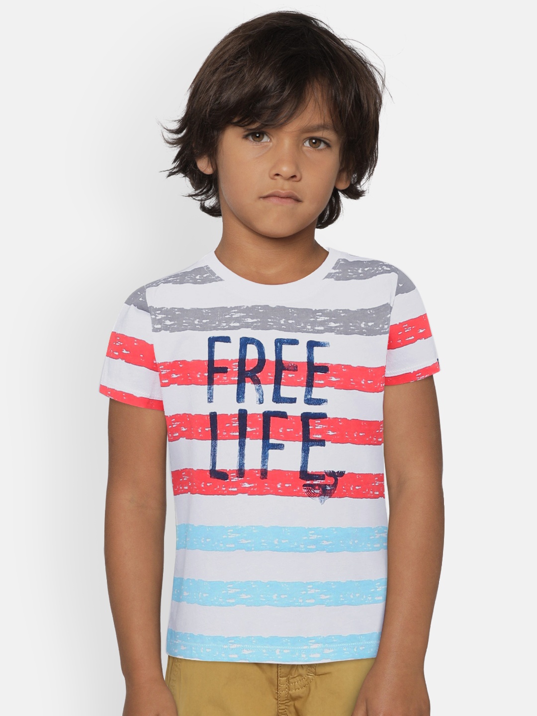 

Pepe Jeans Boys Multi-Colored Striped Round Neck T-shirt