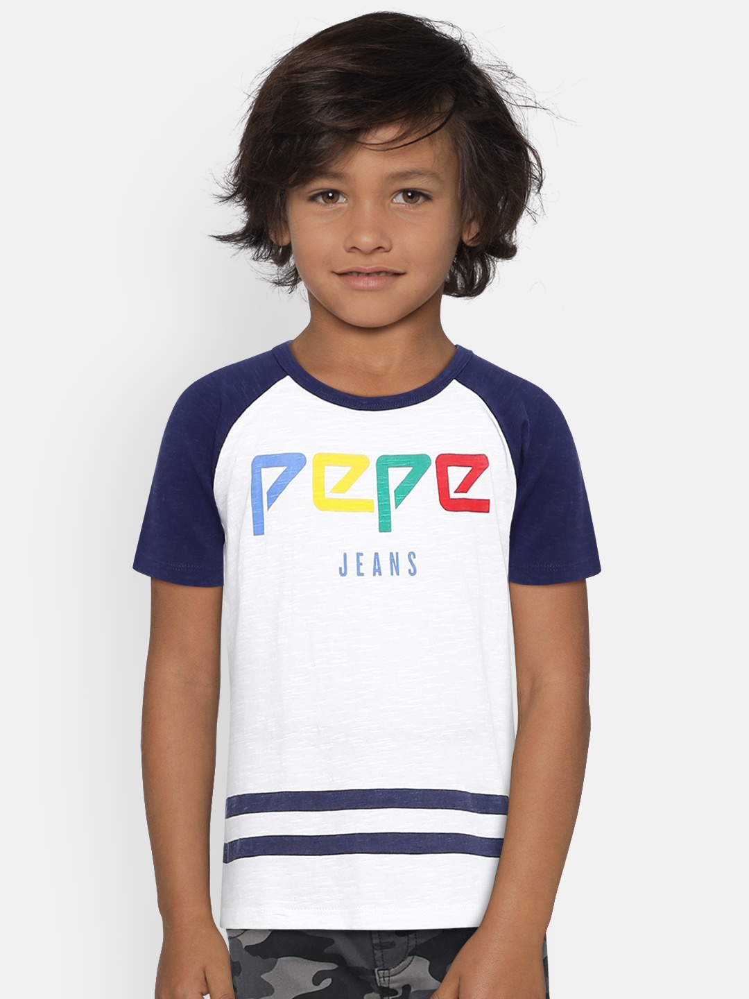 

Pepe Jeans Boys White Printed Round Neck Pure Cotton T-shirt