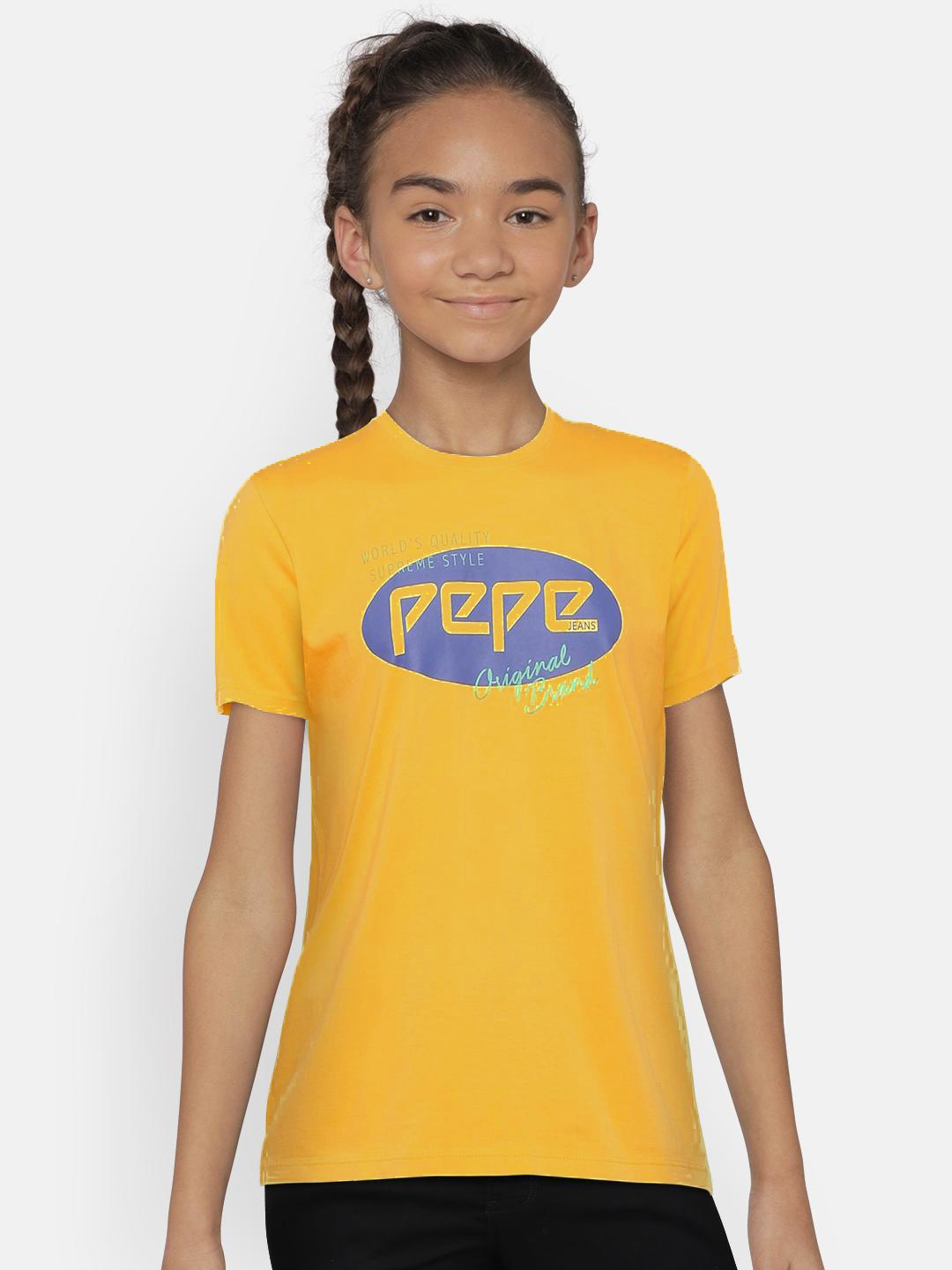 

Pepe Jeans Boys Yellow Printed Round Neck T-shirt