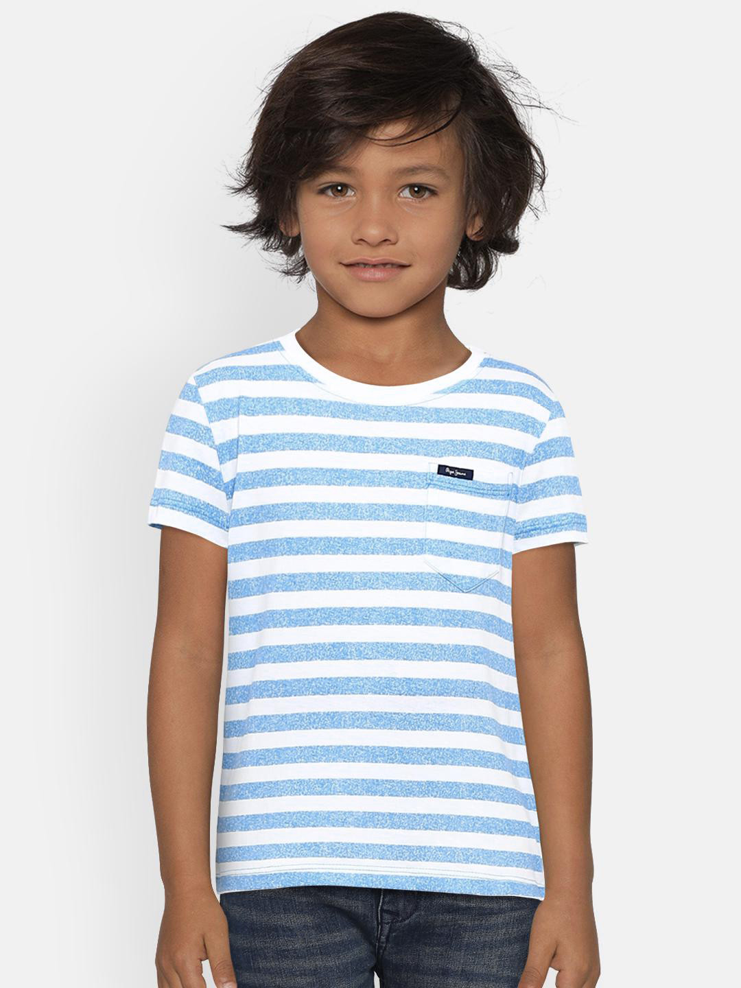 

Pepe Jeans Boys Blue & White Striped T-shirt