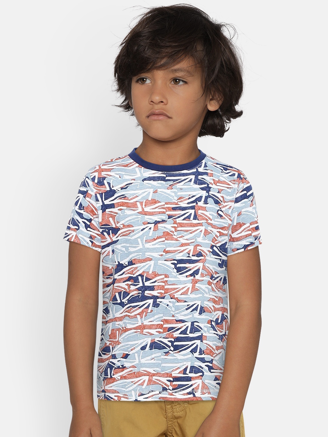 

Pepe Jeans Boys Multicoloured Printed Round Neck Pure Cotton T-shirt, Multi