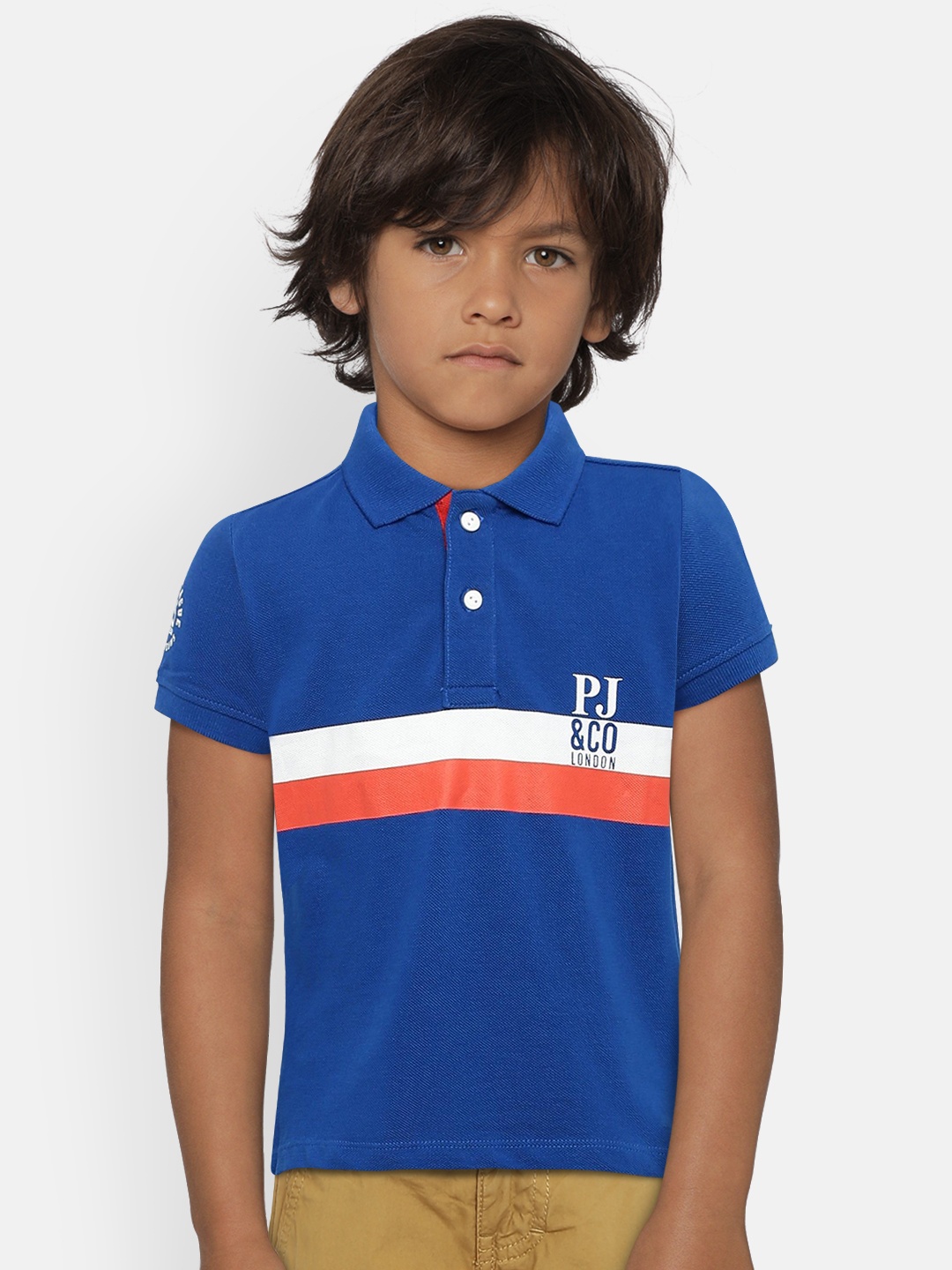 

Pepe Jeans Boys Blue Striped Polo Collar T-shirt