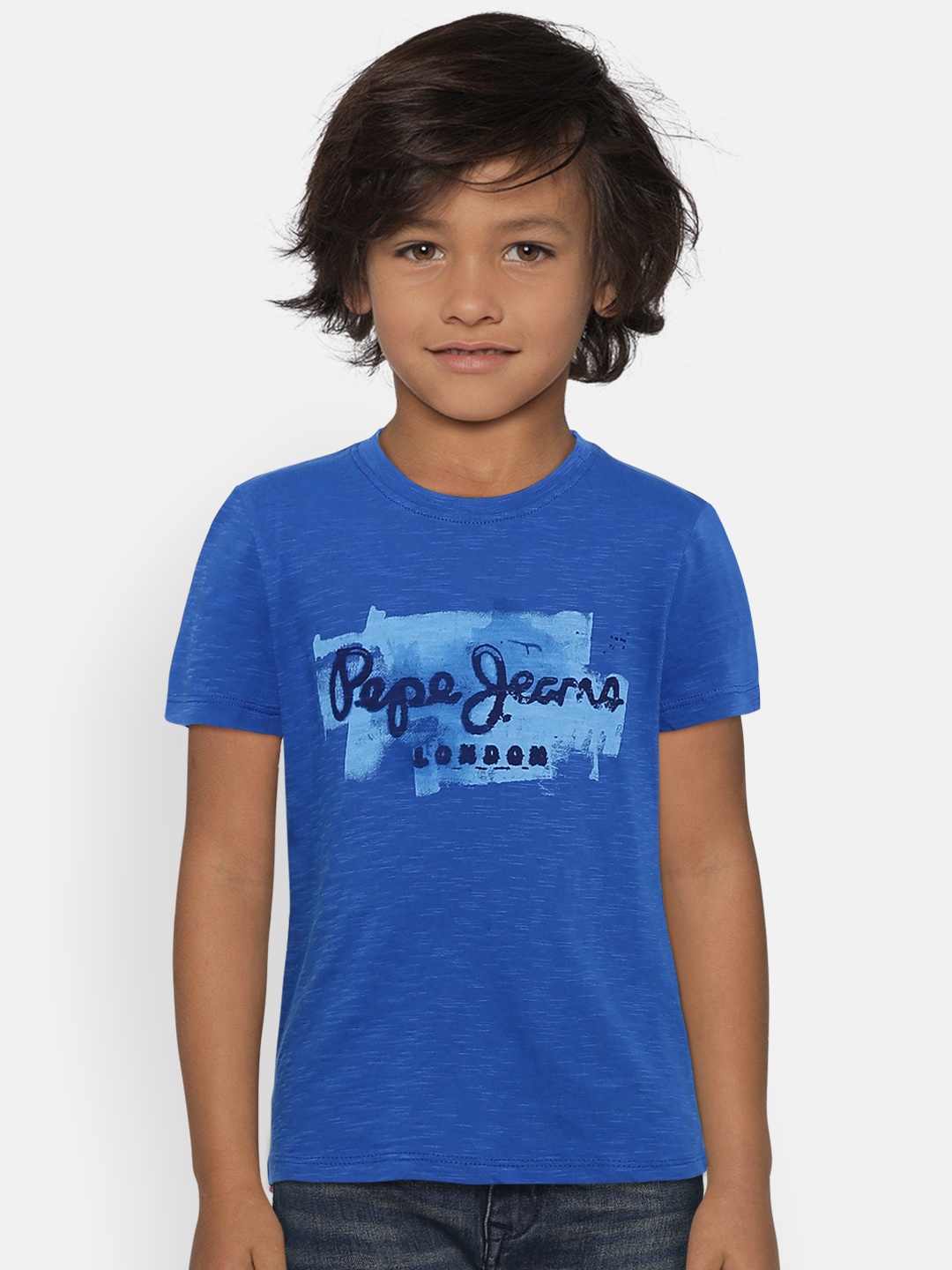 

Pepe Jeans Boys Blue Printed Round Neck Pure Cotton T-shirt
