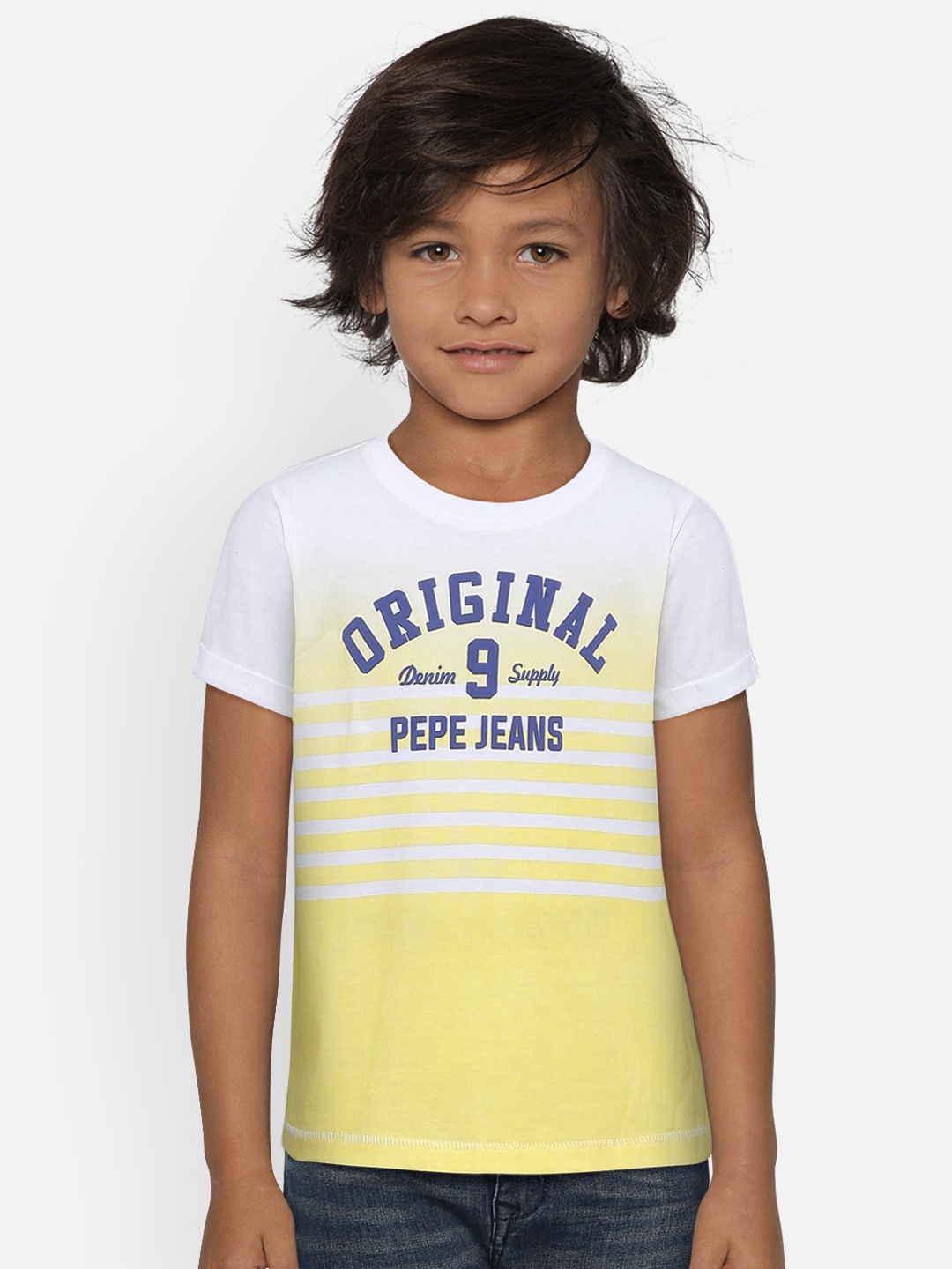 

Pepe Jeans Boys Yellow & White Printed T-shirt