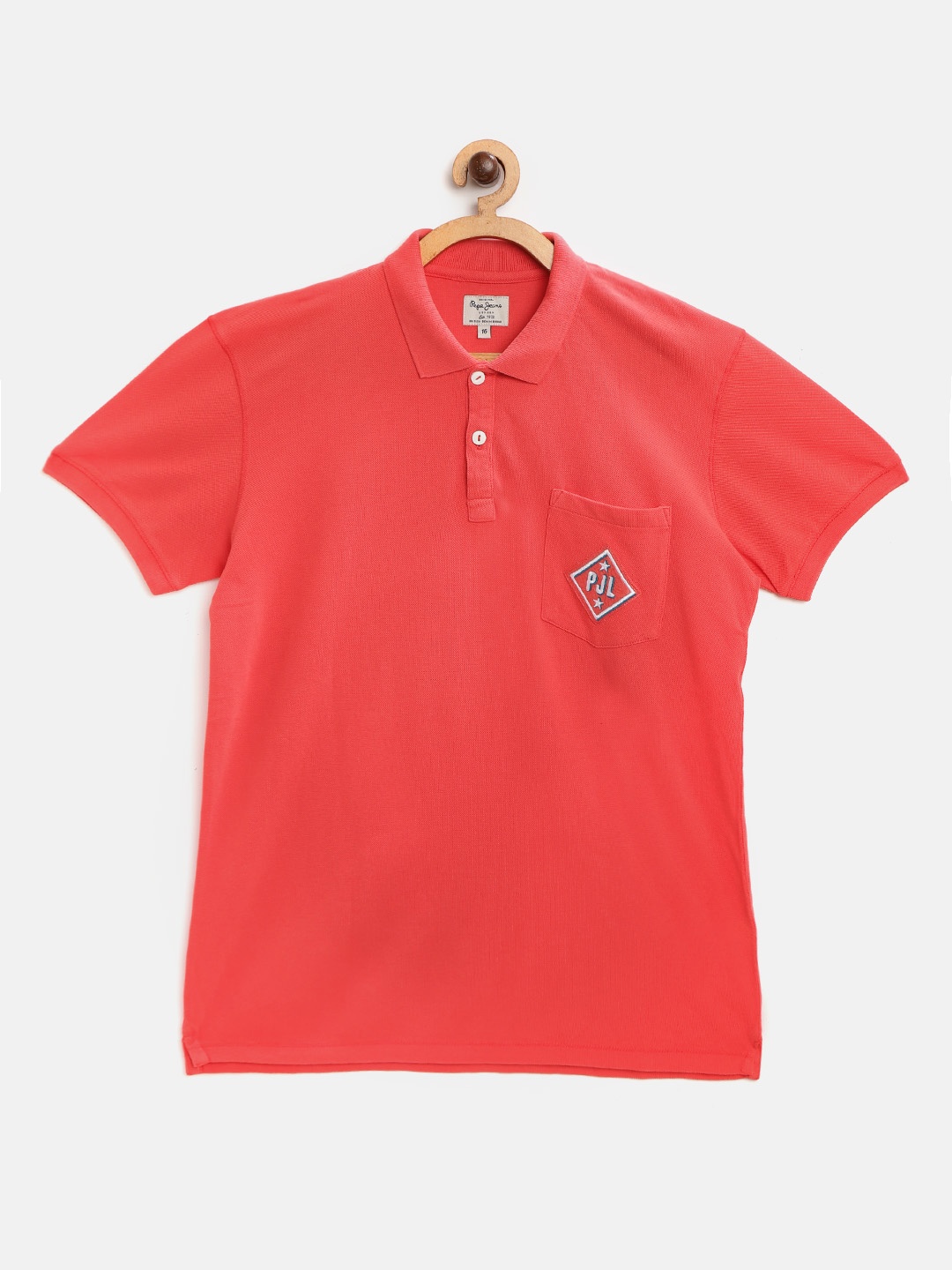 

Pepe Jeans Boys Coral Orange Solid Polo Collar Pure Cotton T-shirt