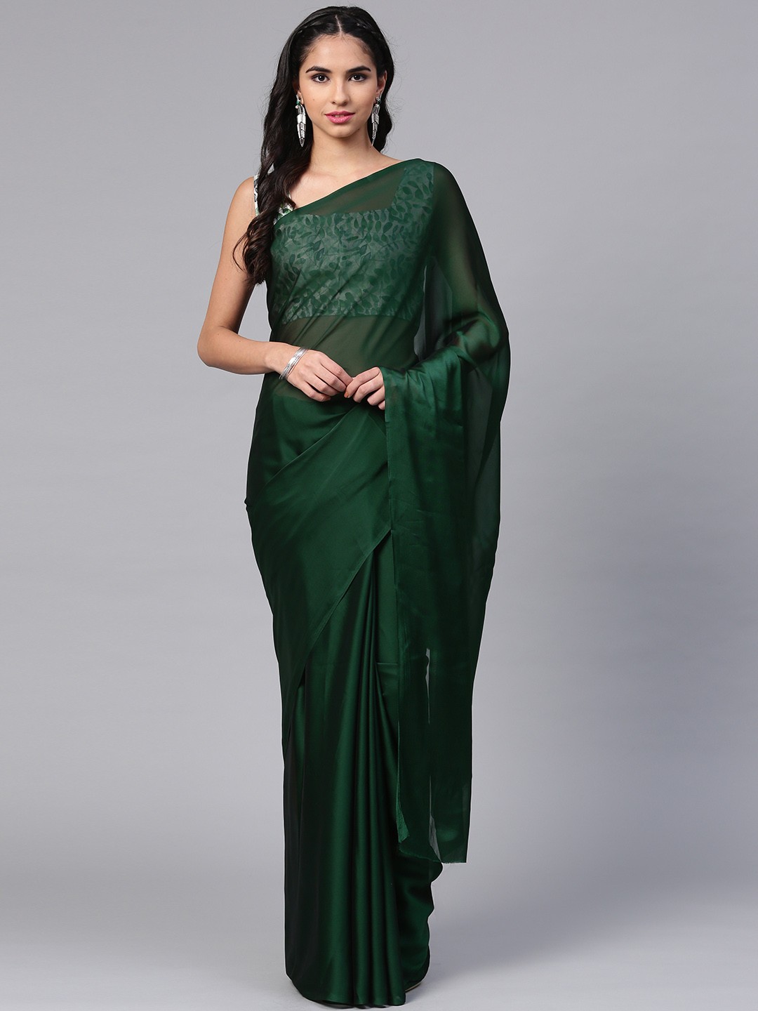 

Saree mall Green Solid Saree