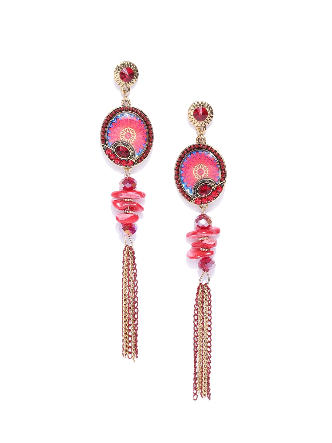 

Jewels Galaxy Pink & Blue Gold-Plated Handcrafted Contemporary Drop Earrings