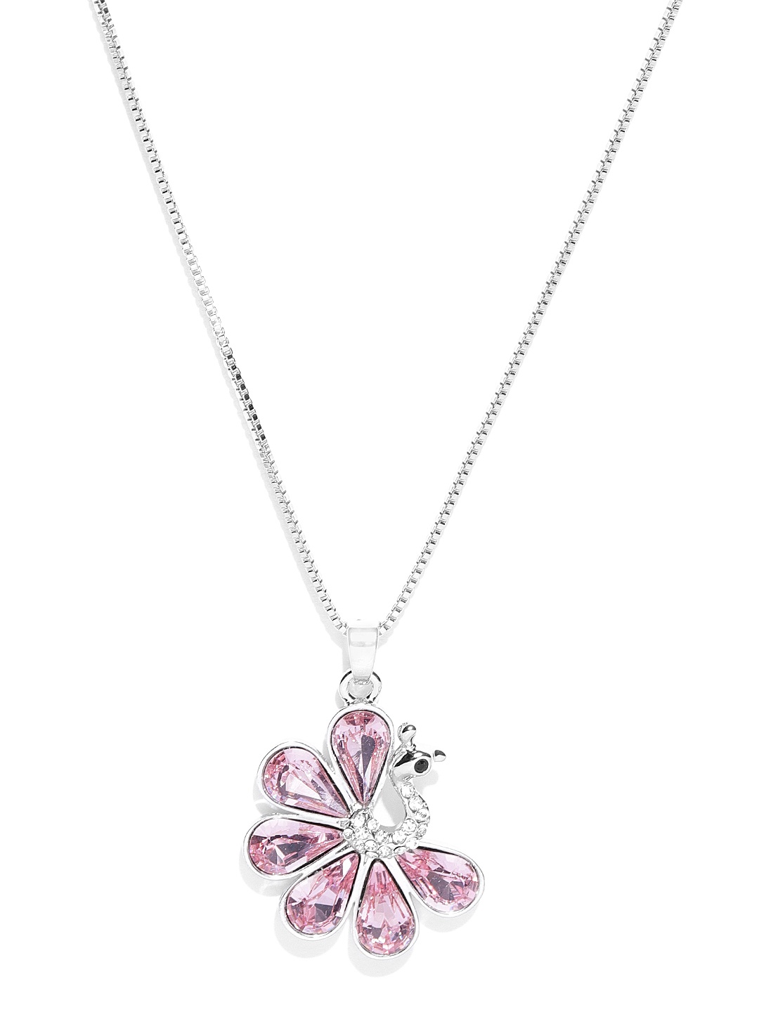 

Jewels Galaxy Rhodium-Plated Pendant with Crystals From Swarovski & Chain, Pink