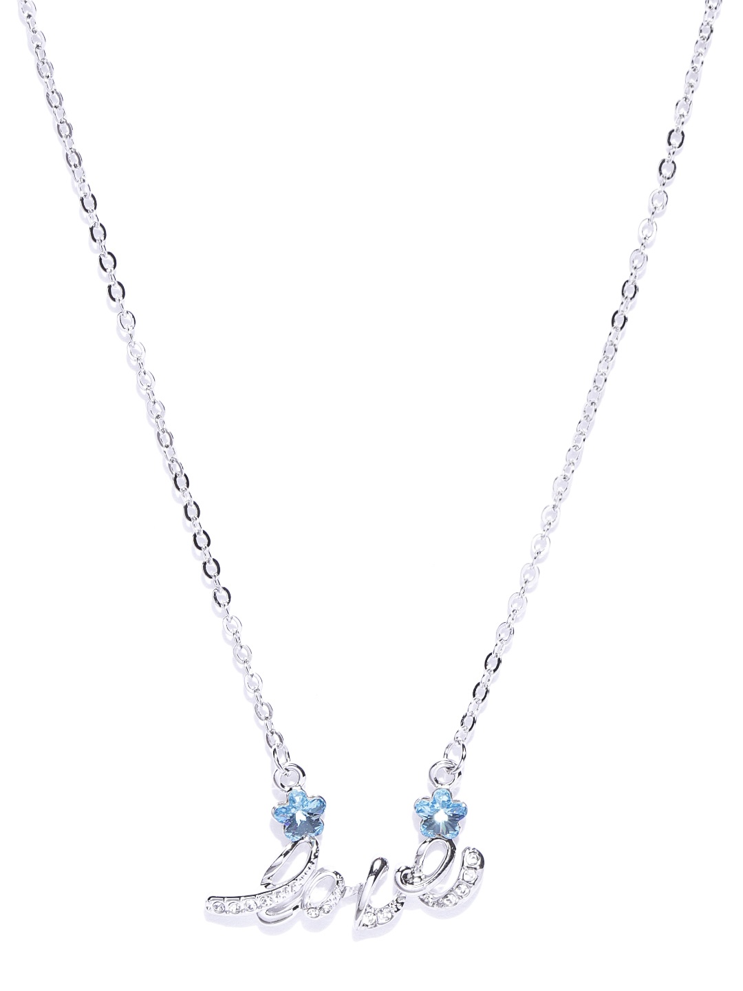 

Jewels Galaxy Blue Rhodium-Plated Handcrafted Pendant With Crystals From Swarovski & Chain