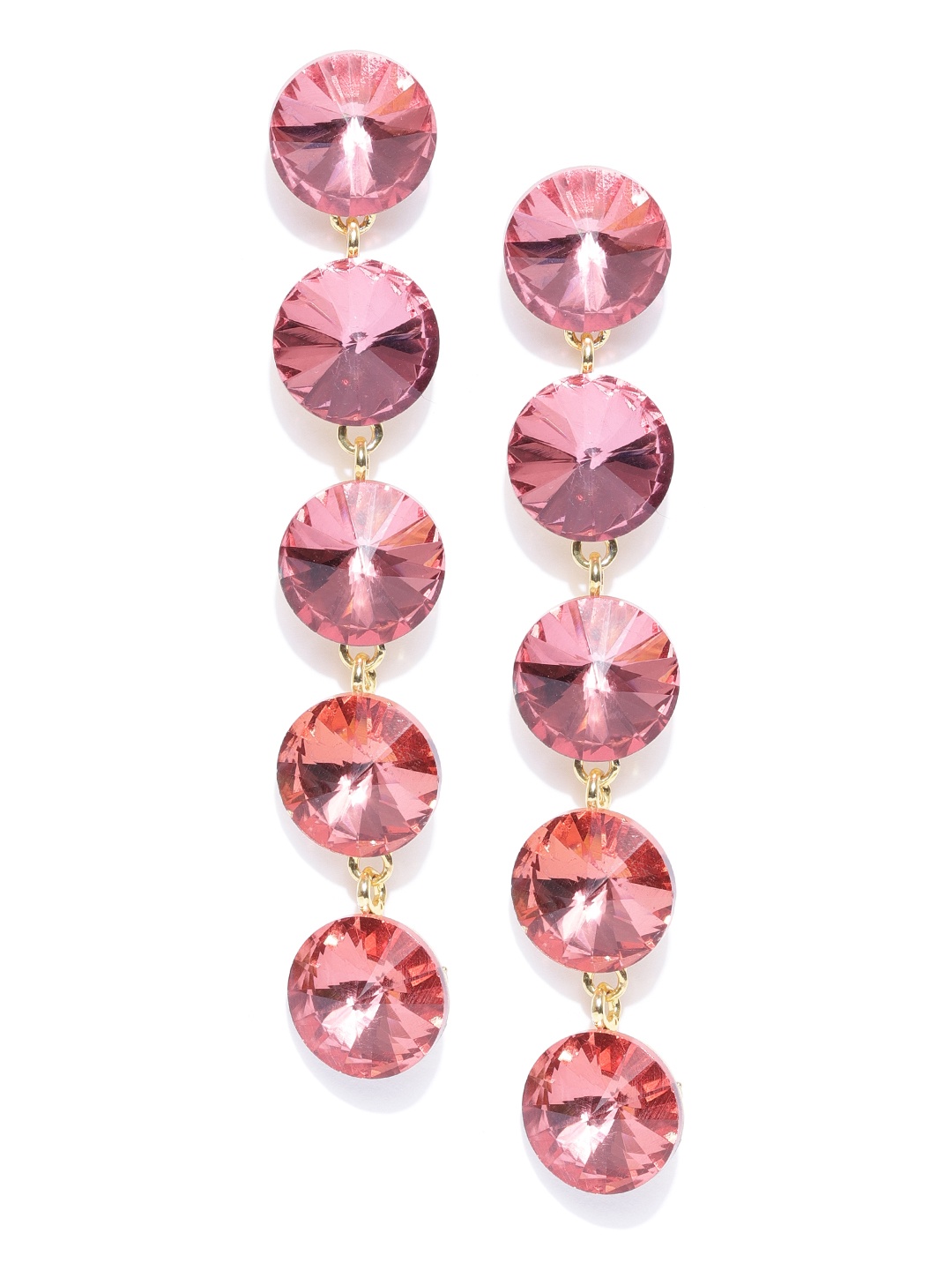 

Jewels Galaxy Red Gold-Plated Handcrafted Stone-Studded Contemporary Drop Earrings
