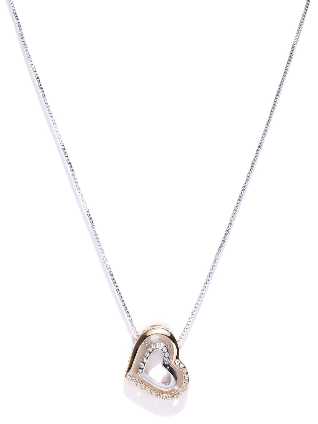 

Jewels Galaxy Rhodium-Plated Handcrafted Pendant with Crystals From Swarovski & Chain, Silver