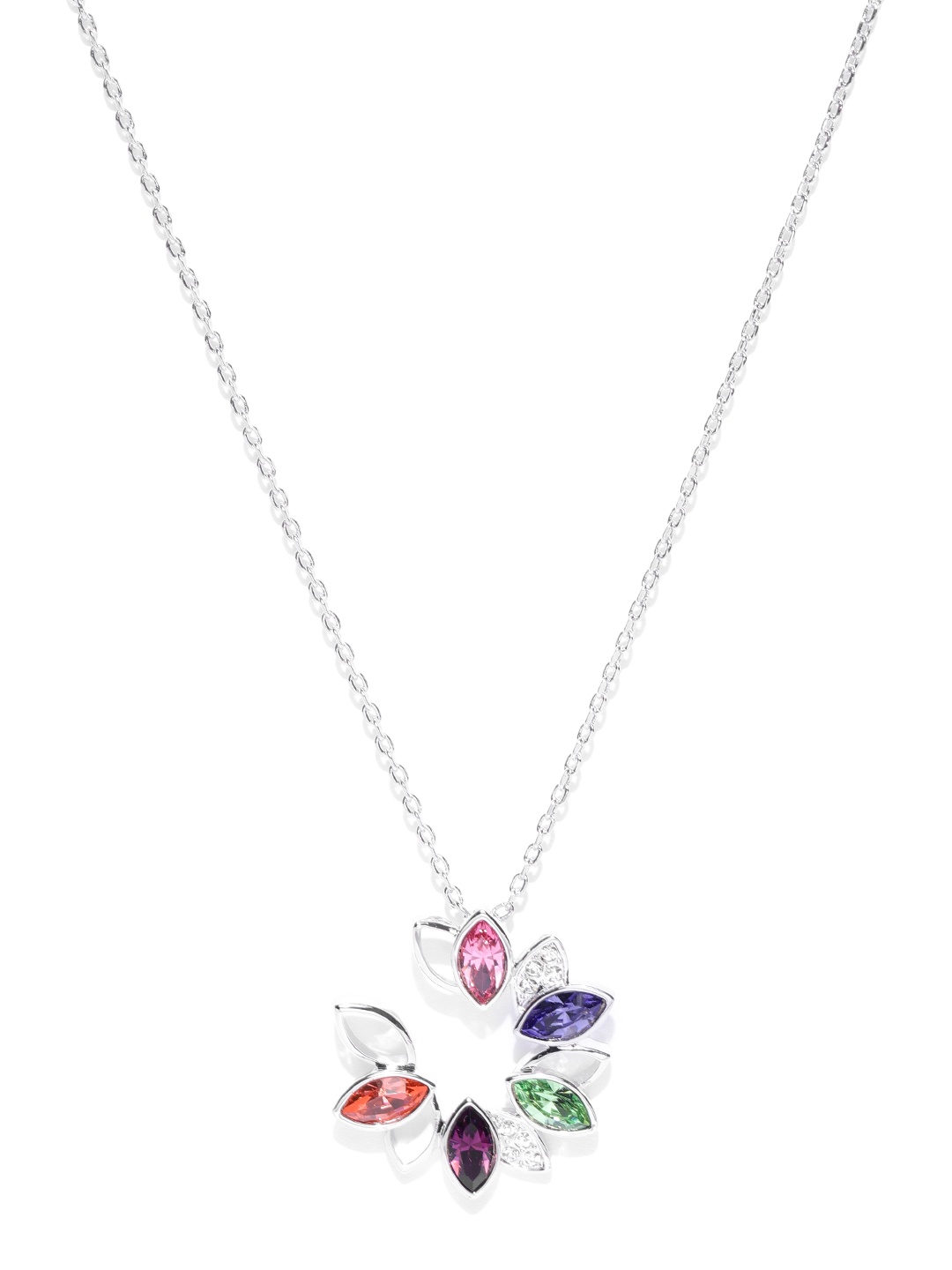 

Jewels Galaxy Rhodium-Plated Handcrafted Pendant with Crystals From Swarovski & Chain, Multi