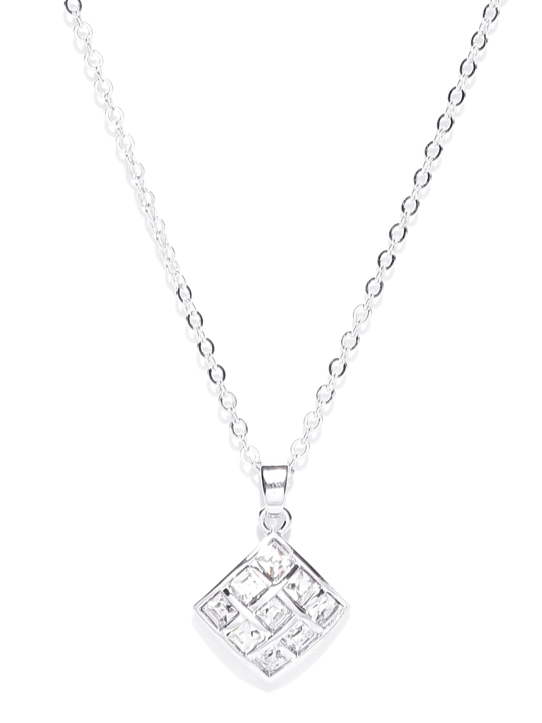 

Jewels Galaxy Rhodium-Plated Handcrafted Pendant with Crystals From Swarovski & Chain, Silver