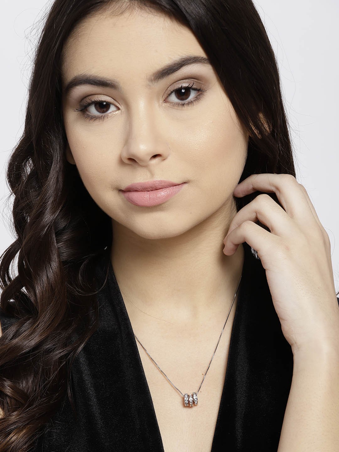 

Jewels Galaxy Rhodium-Plated Handcrafted Pendant with Crystals From Swarovski & Chain, Silver