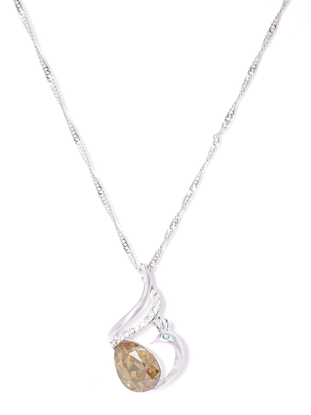 

Jewels Galaxy Rhodium-Plated Handcrafted Pendant with Crystals From Swarovski & Chain, Silver