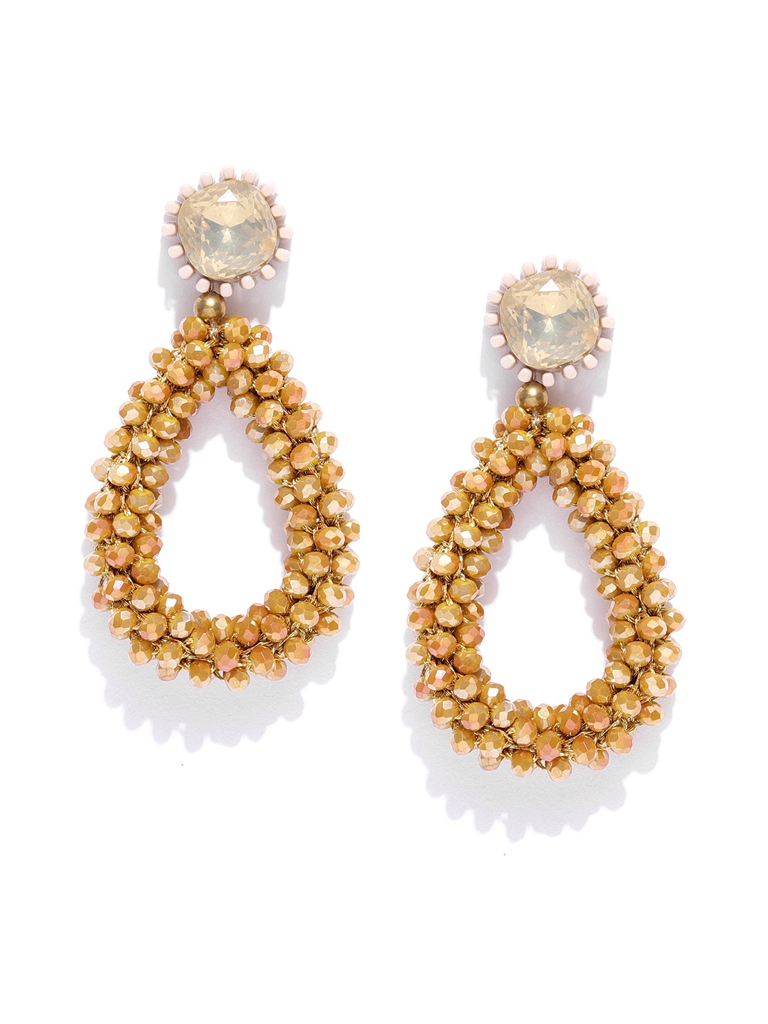 

Jewels Galaxy Gold-Plated Handcrafted Teardrop Shaped Drop Earrings