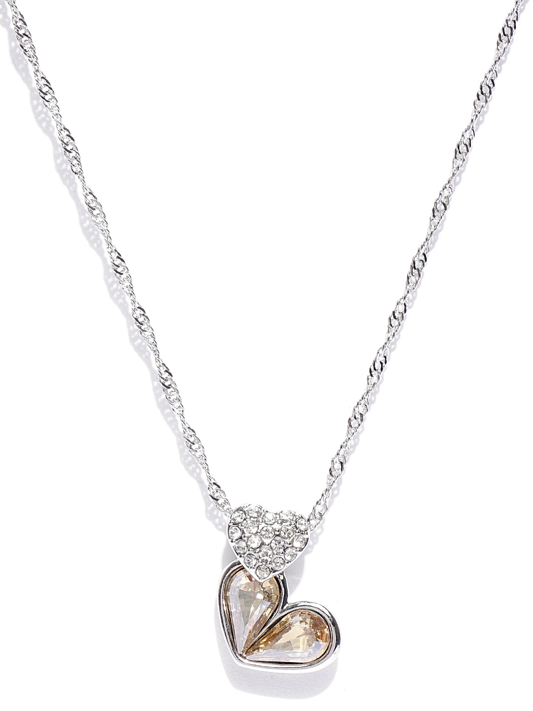 

Jewels Galaxy Rhodium-Plated Handcrafted Pendant with Crystals From Swarovski & Chain, Silver