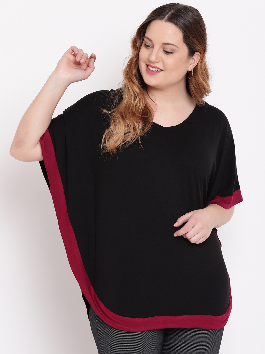 

The Pink Moon Plus Size Black Top