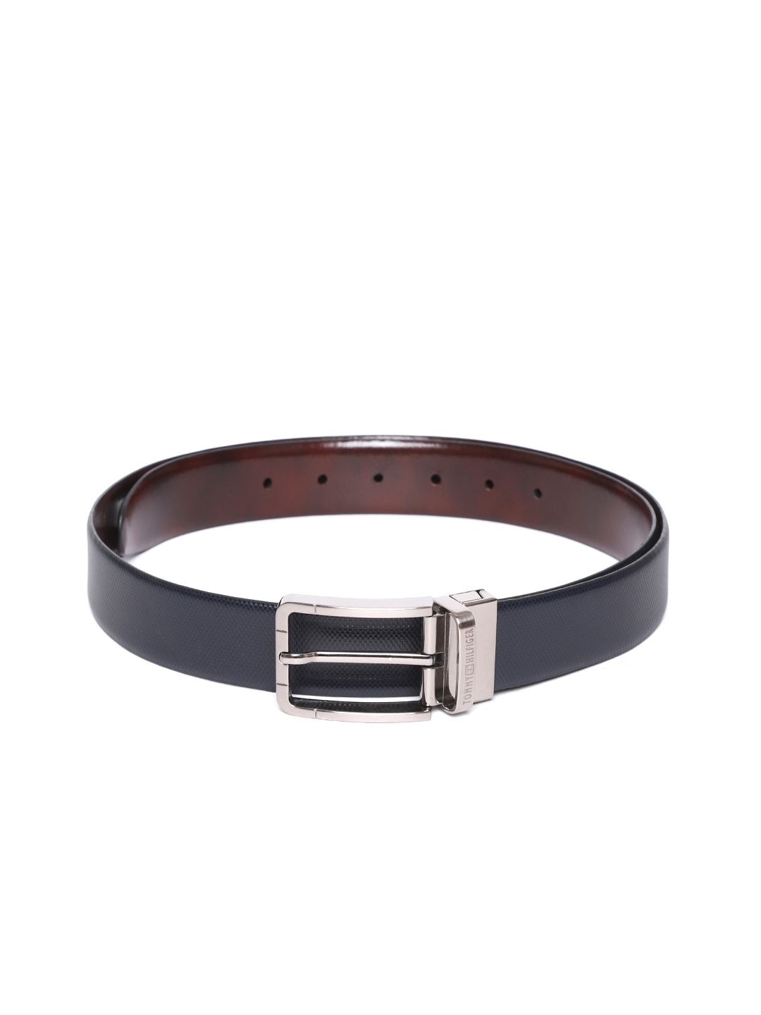 

Tommy Hilfiger Men Navy Blue & Burgundy Reversible Leather Belt