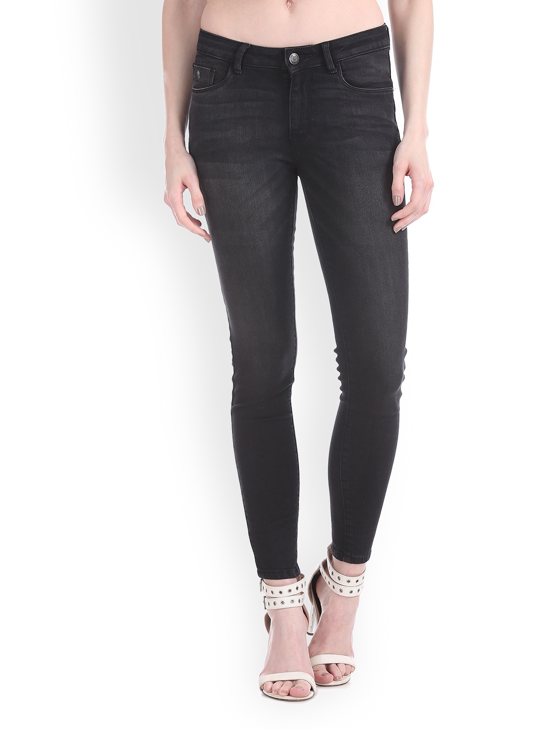 

Flying Machine Women Black Super Skinny Fit Mid-Rise Clean Look Stretchable Jeans