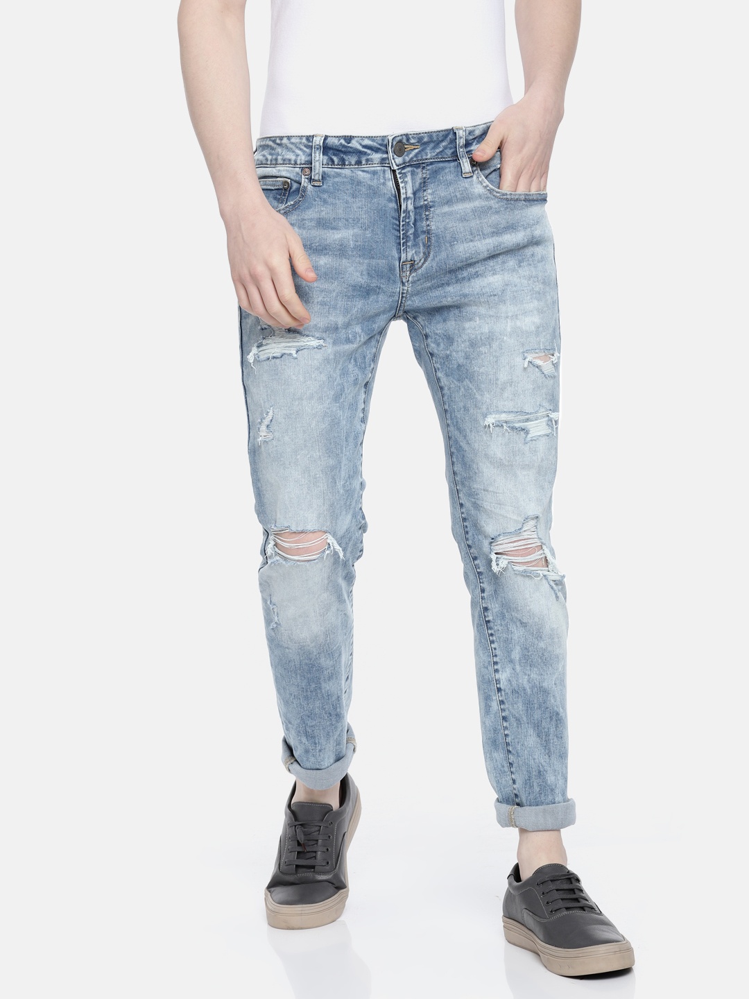 

AMERICAN EAGLE OUTFITTERS Men Blue Skinny Fit Mid-Rise Mildly Distressed Stretchable Jeans