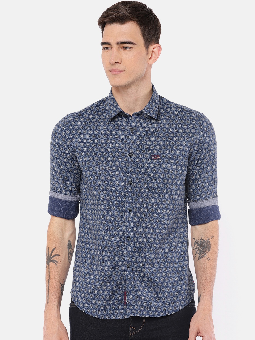 

U.S. Polo Assn. Denim Co. Men Blue Slim Fit Printed Casual Shirt