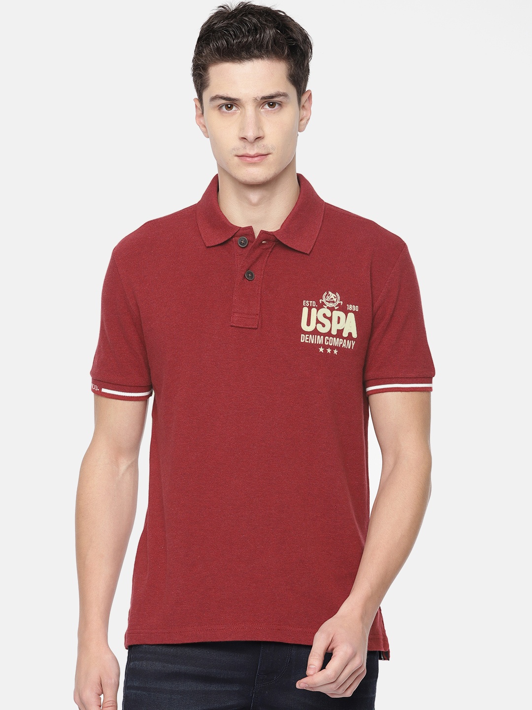 

U.S. Polo Assn. Denim Co. Pure Cotton Polo Collar T-shirt, Maroon