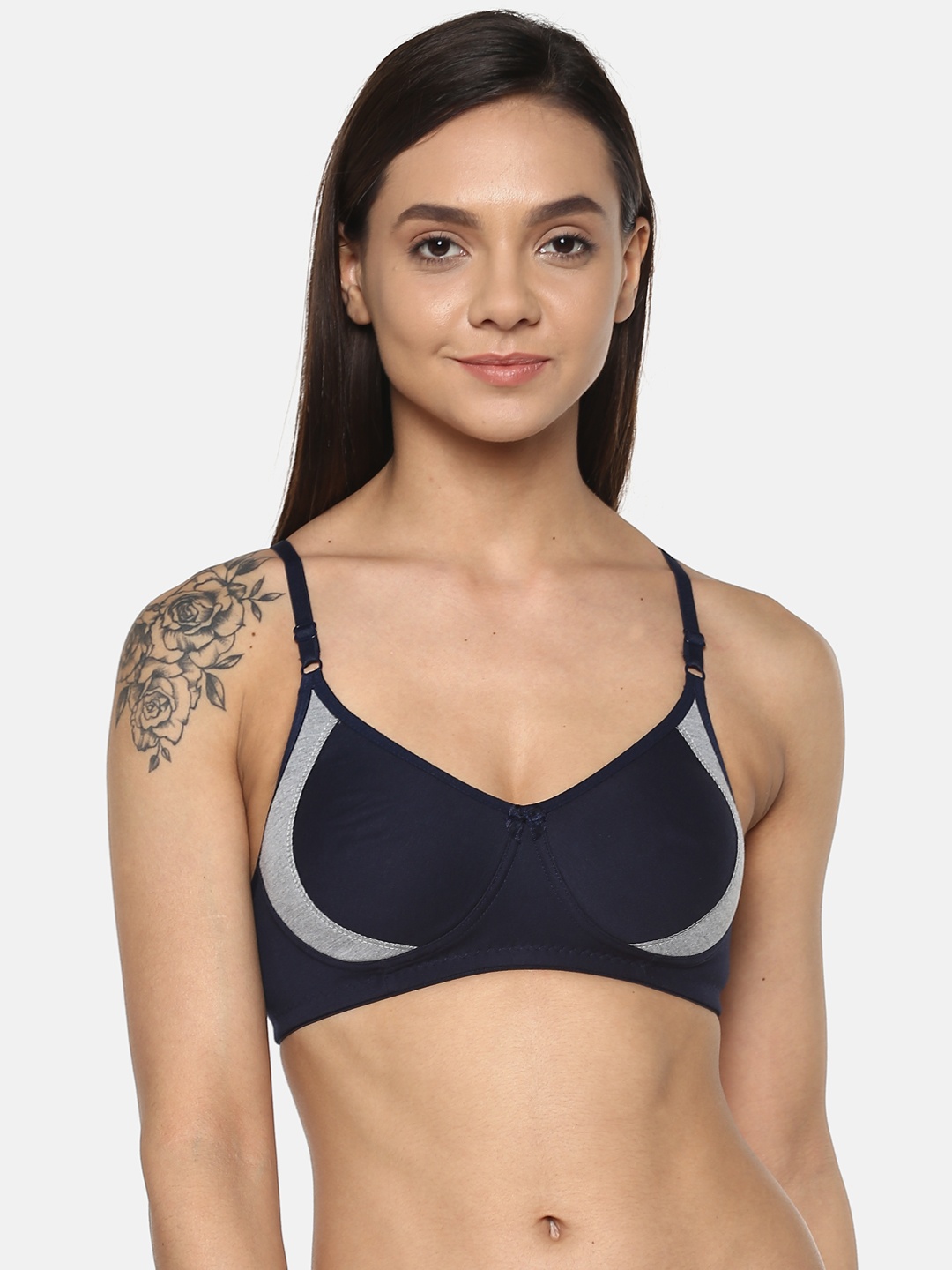 

Leading Lady Navy Blue Solid Non-Wired Non Padded T-shirt Bra