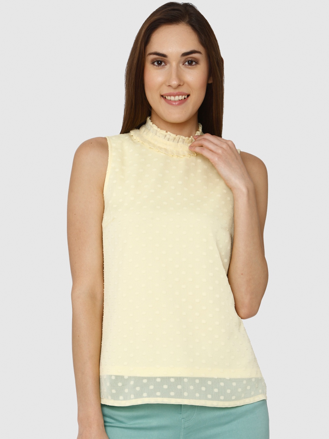 

Vero Moda Women Yellow Self Design Top