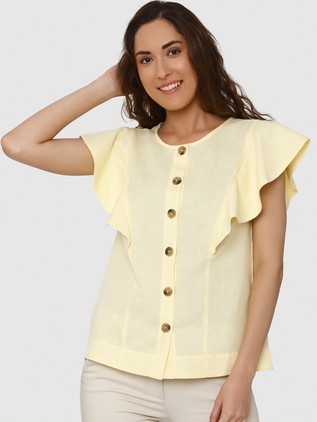 

Vero Moda Women Yellow Solid Top