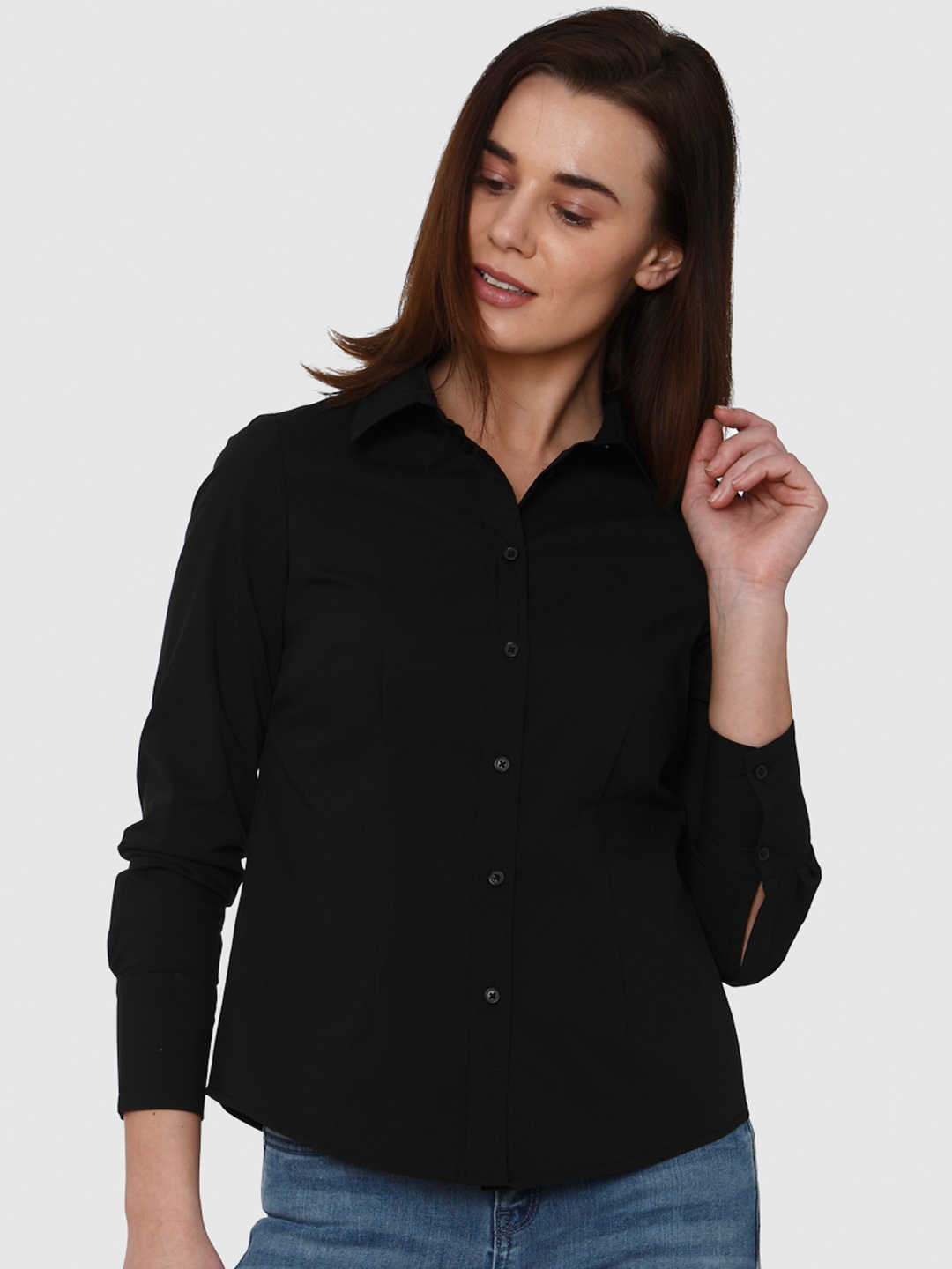 

Vero Moda Women Black Regular Fit Solid Casual Shirt