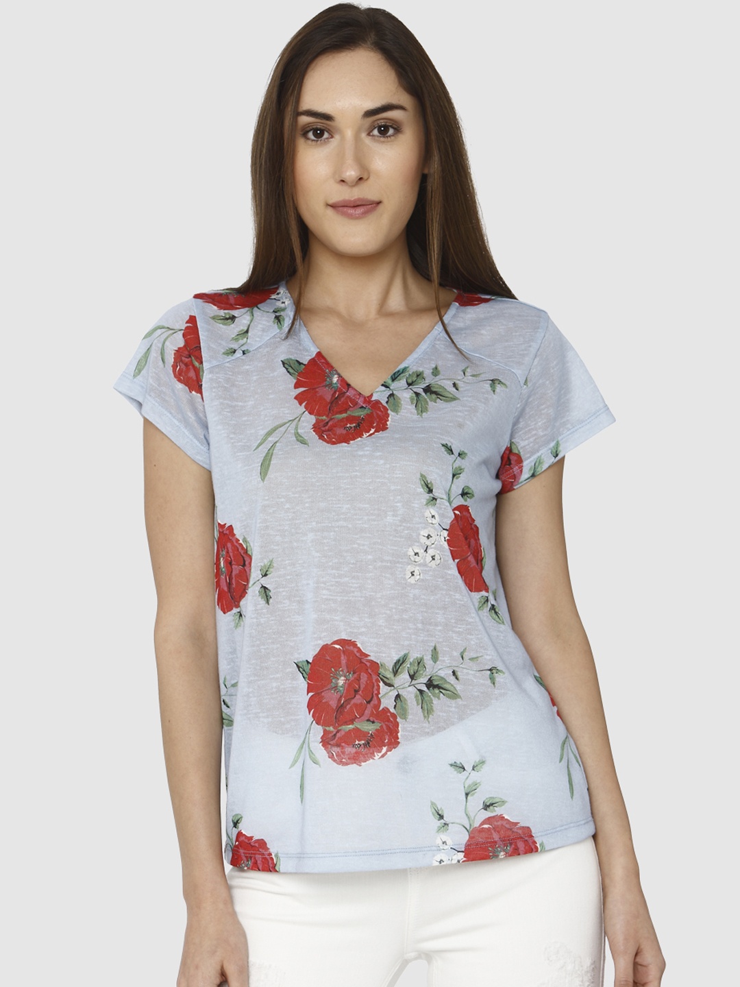 

Vero Moda Women Blue Printed Top