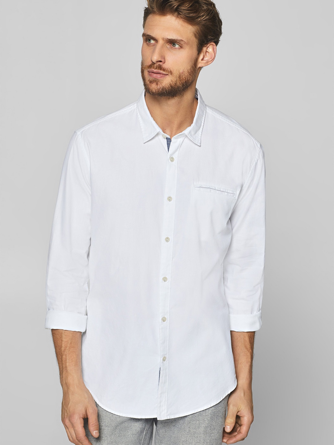 

ESPRIT Men White Slim Fit Solid Casual Shirt
