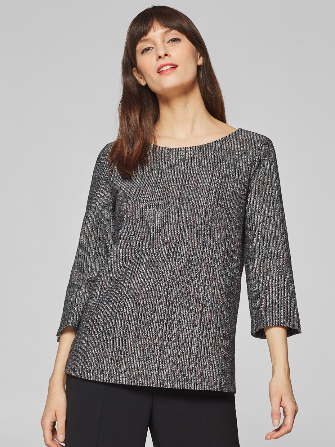 

ESPRIT Women Black Self Design Top
