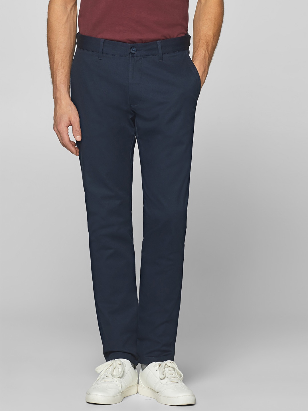 

ESPRIT Men Navy Blue Slim Fit Solid Regular Trousers