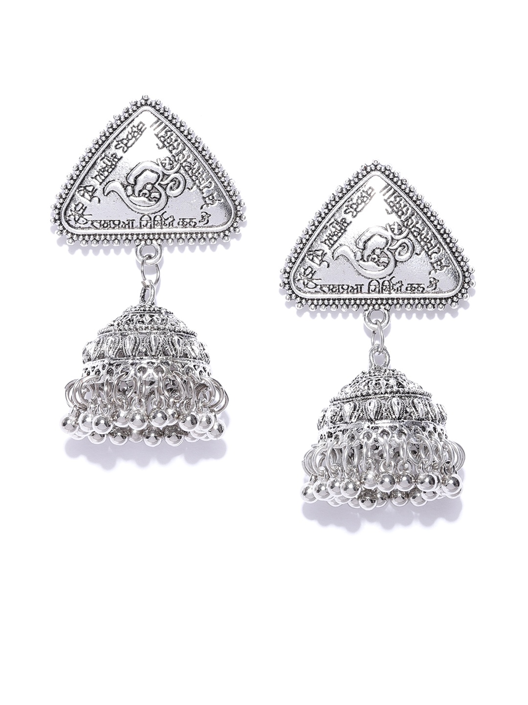 

YouBella Oxidised Silver-Plated Dome_Shaped Jhumkas