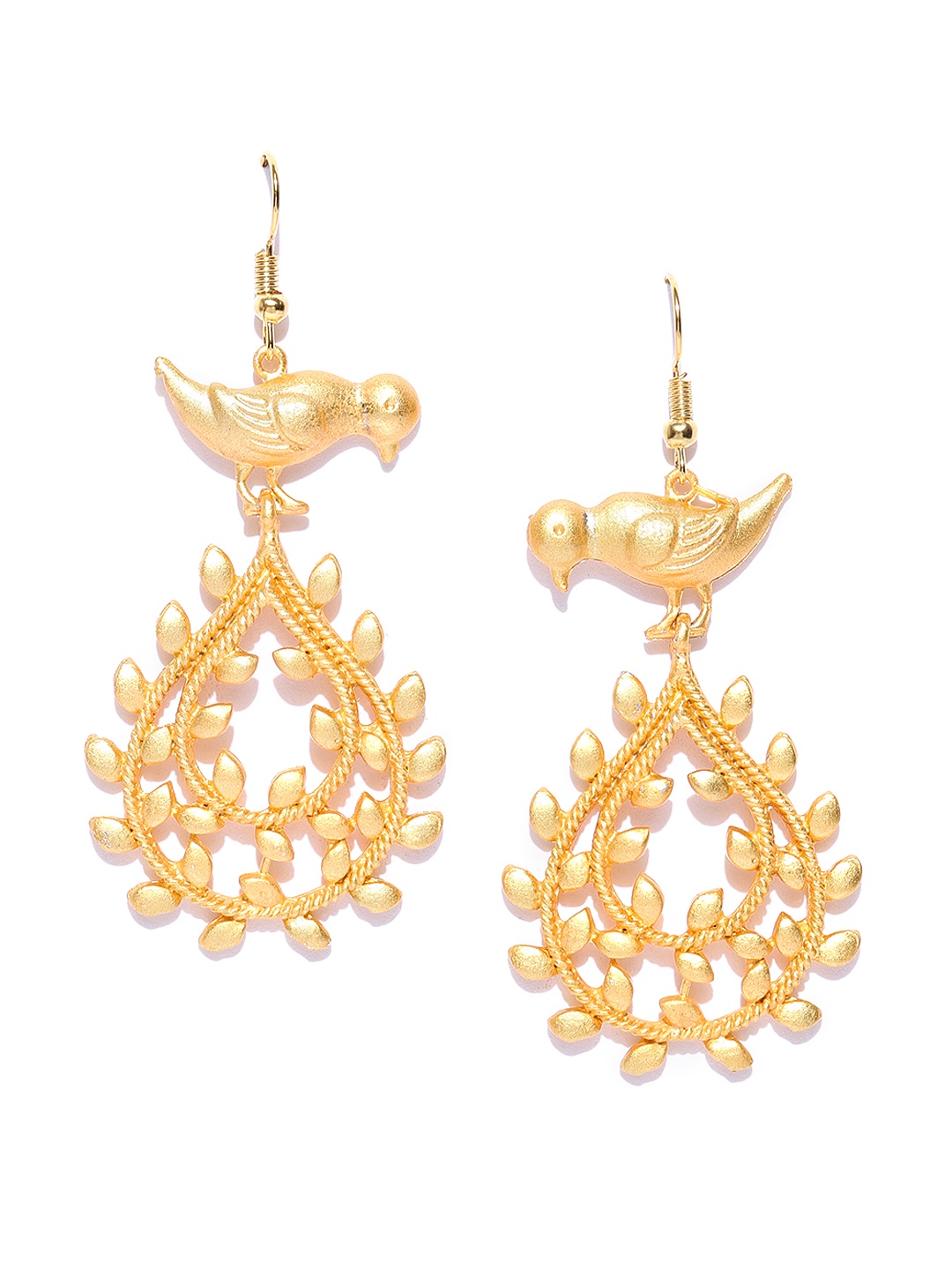 

YouBella Gold-Plated Teardrop Shaped Drop Earrings