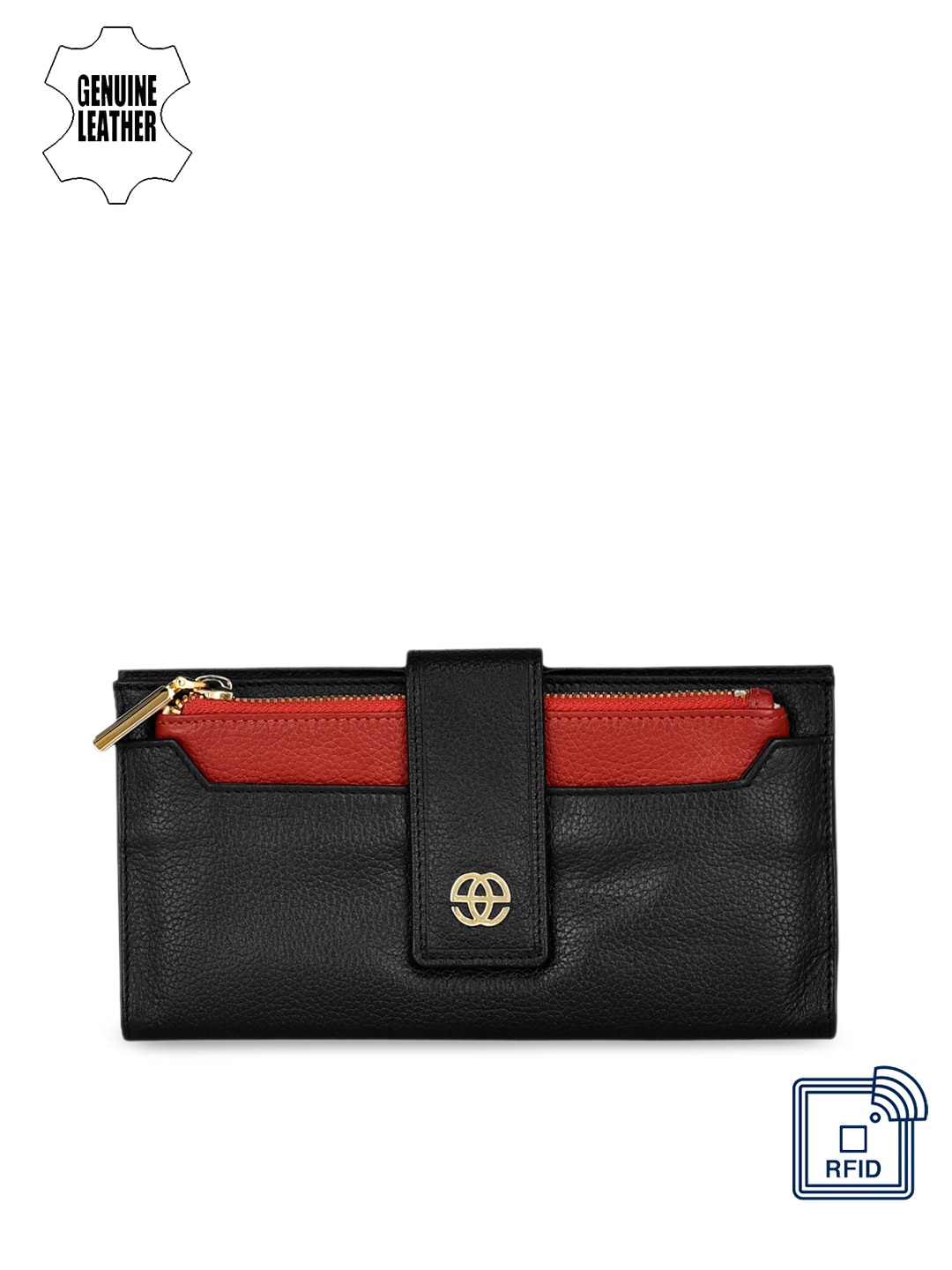 

Eske Women Black & Red Solid Two Fold Wallet