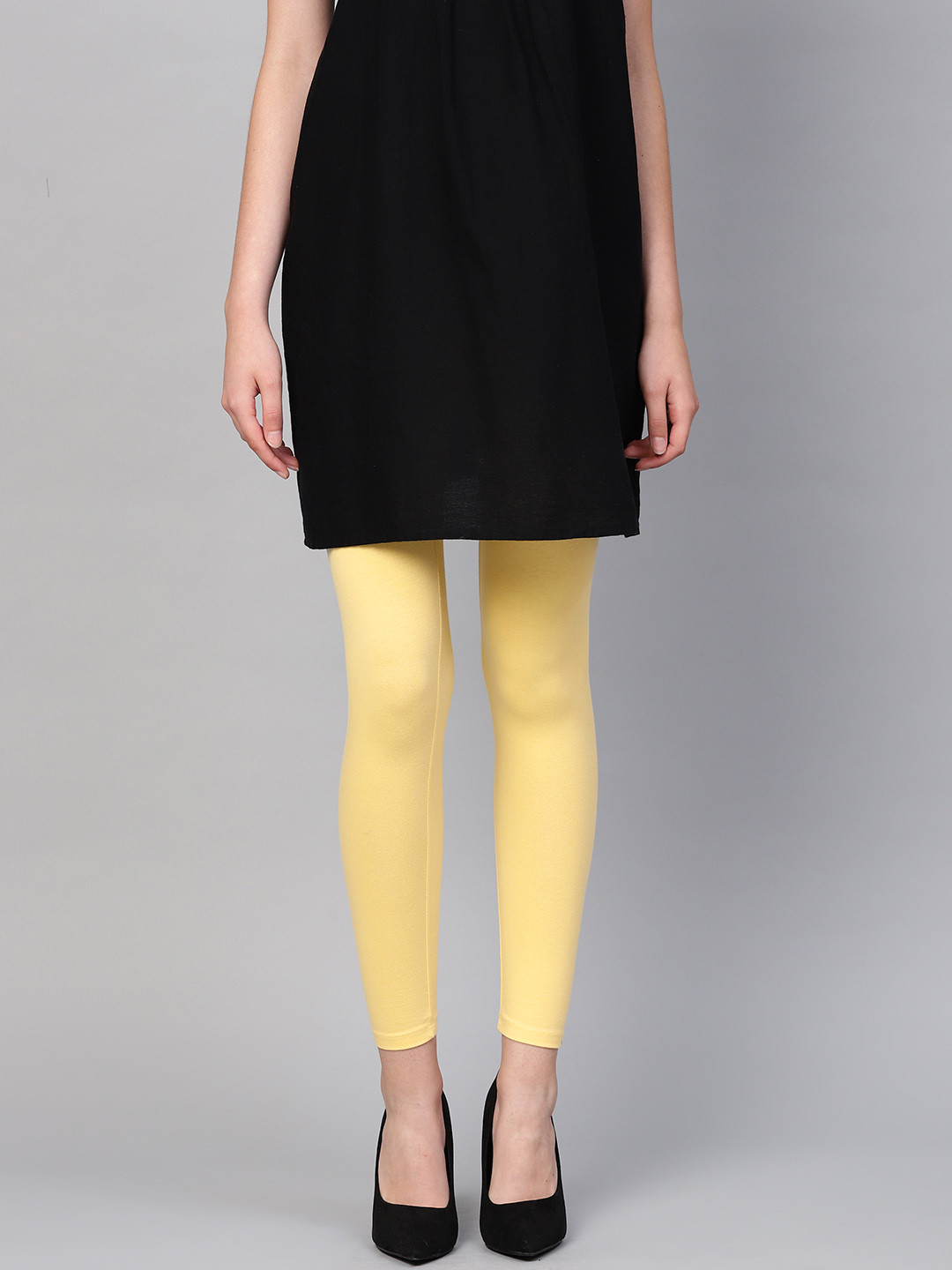 

W Women Yellow Solid Ankle-Length Leggings