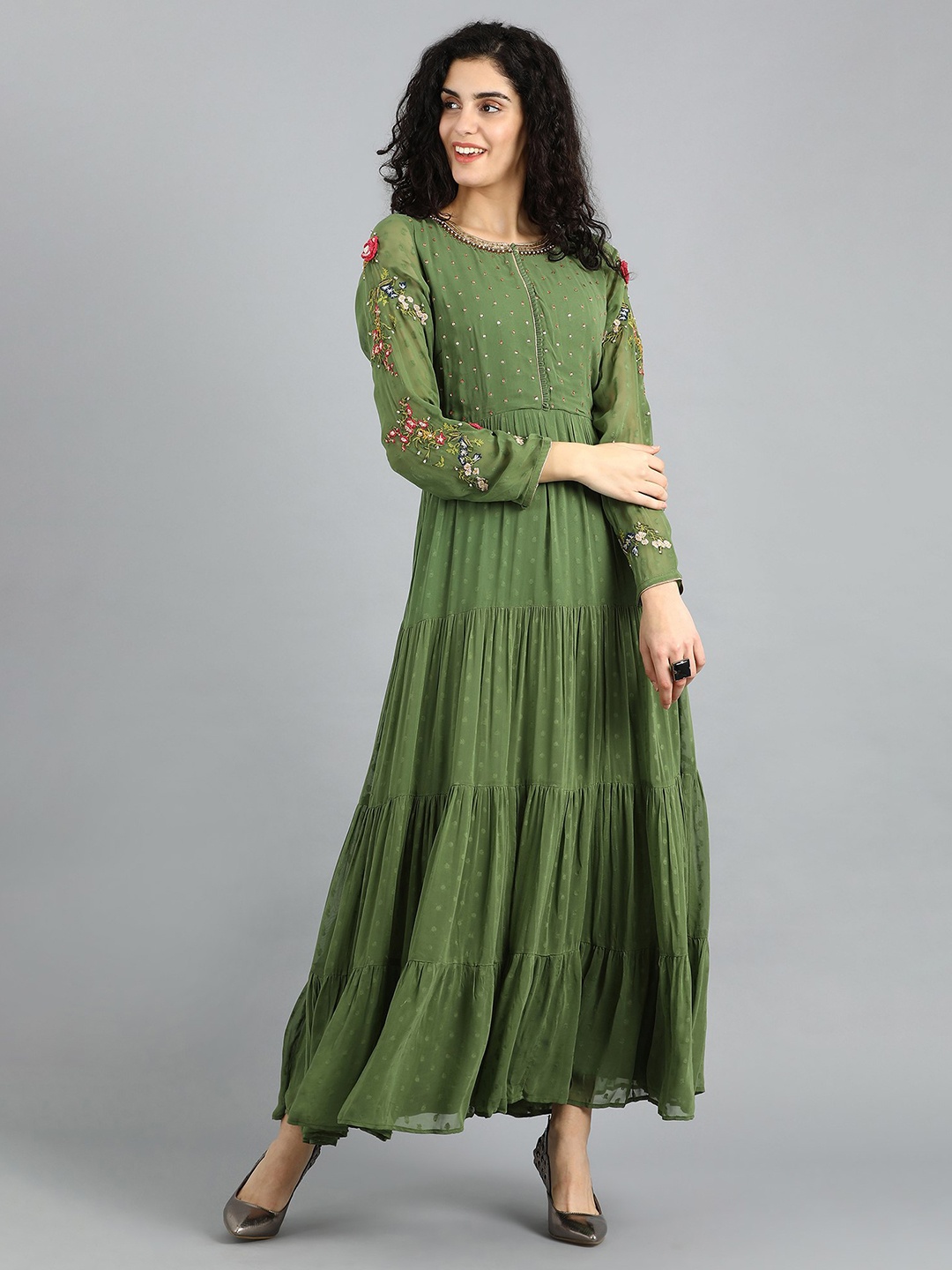 

WISHFUL by W Green Embroidered A-Line Dress