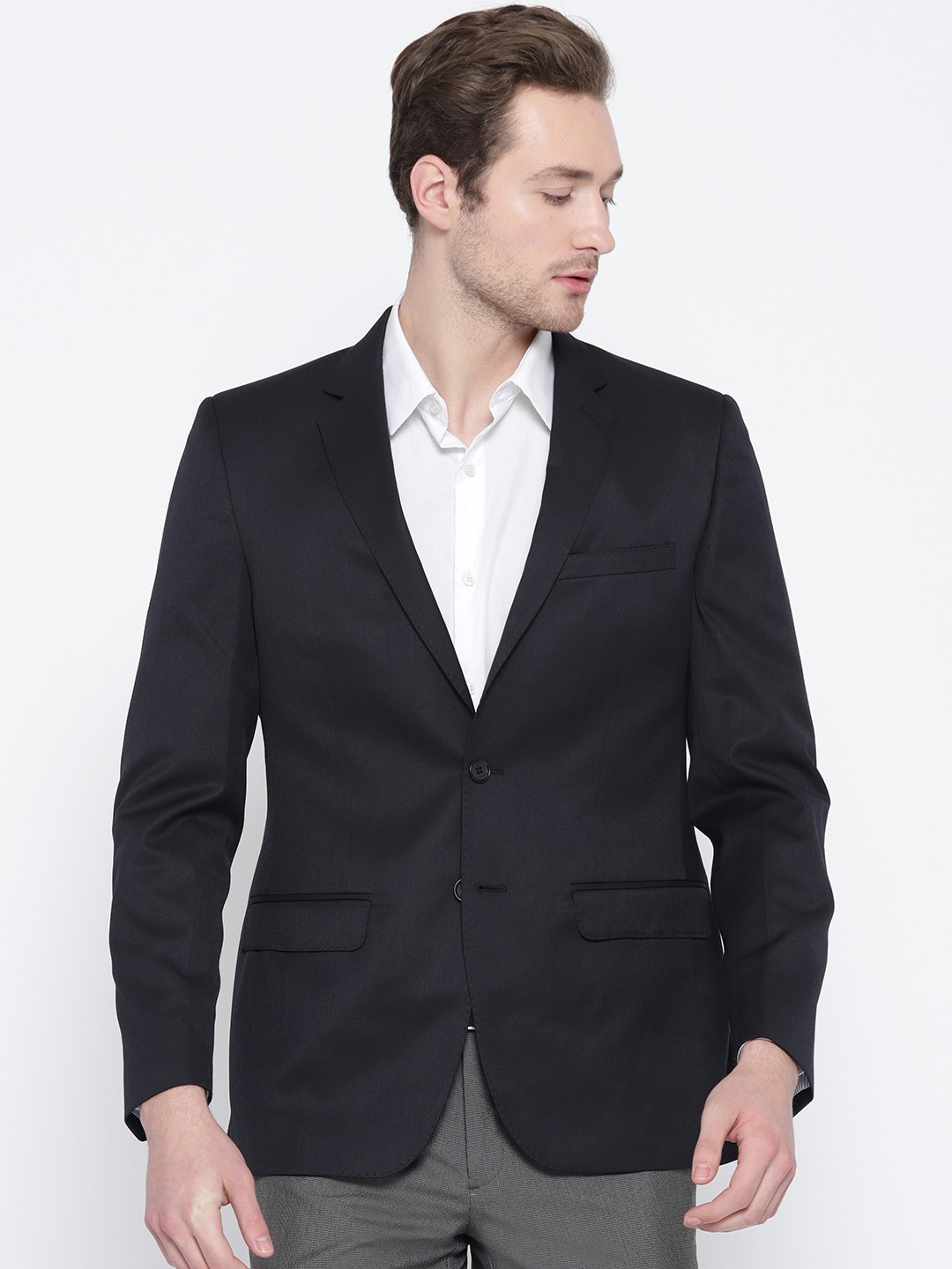 

Raymond Men Navy Blue Solid Contemporary Fit Single-Breasted Smart Casual Blazer