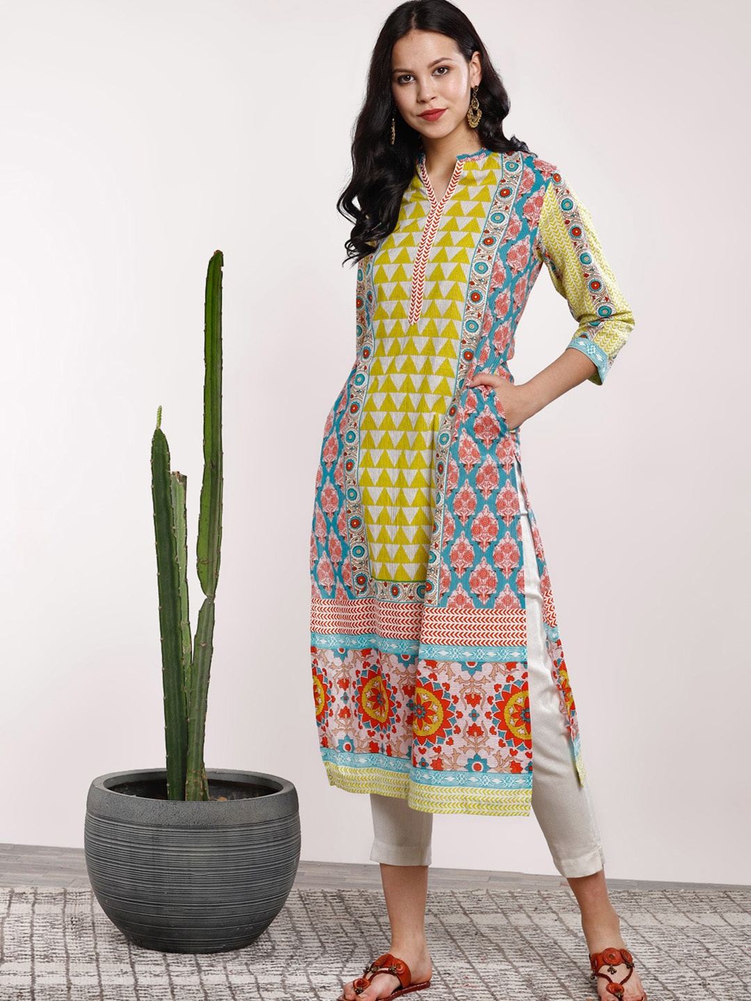 

Sangria Women Multicoloured Printed A-Line Kurta, Multi