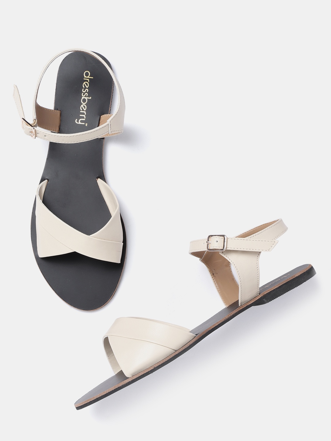 

DressBerry Women Off-White Solid Open Toe Flats
