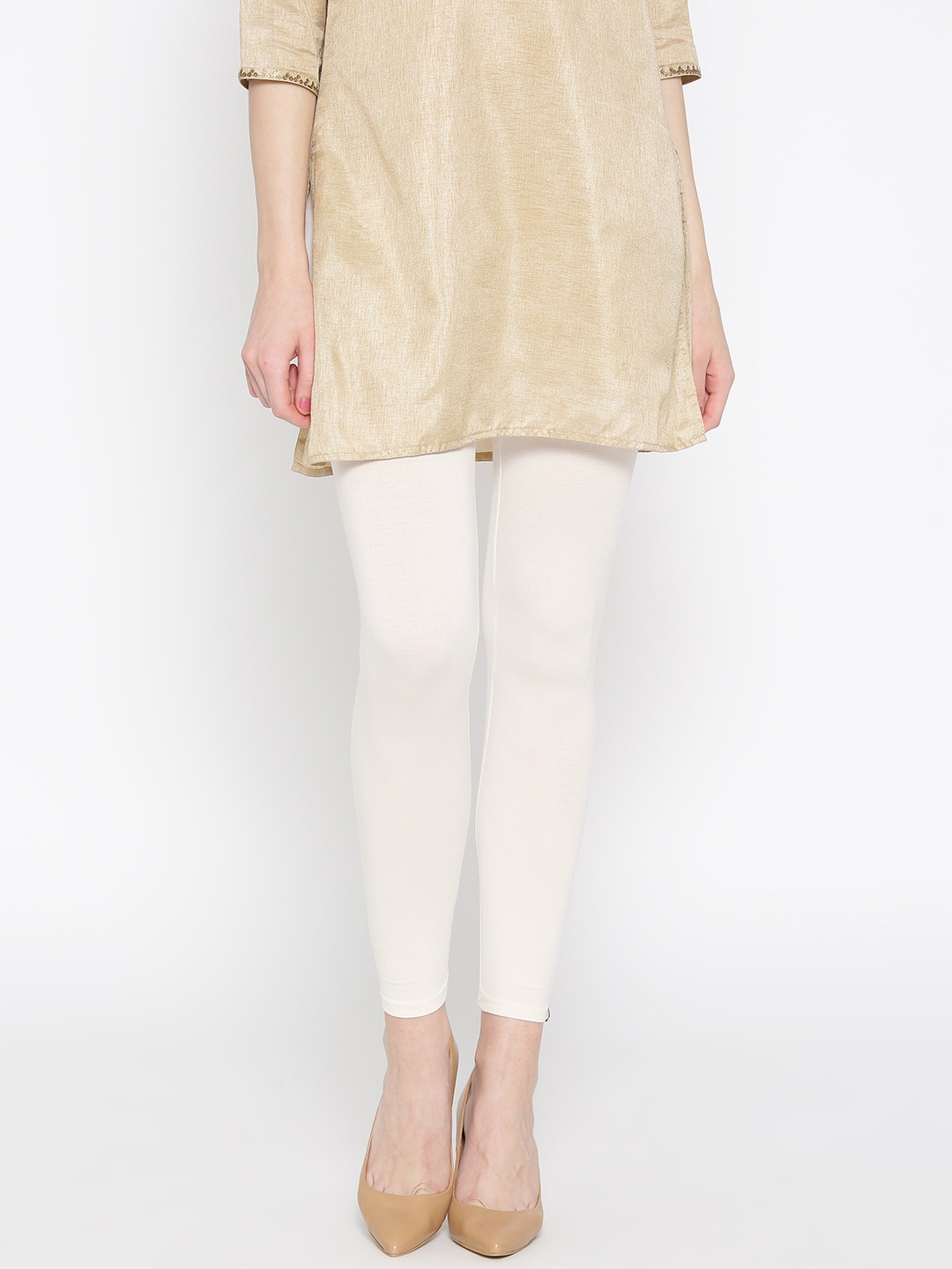 

AURELIA Women White Solid Leggings