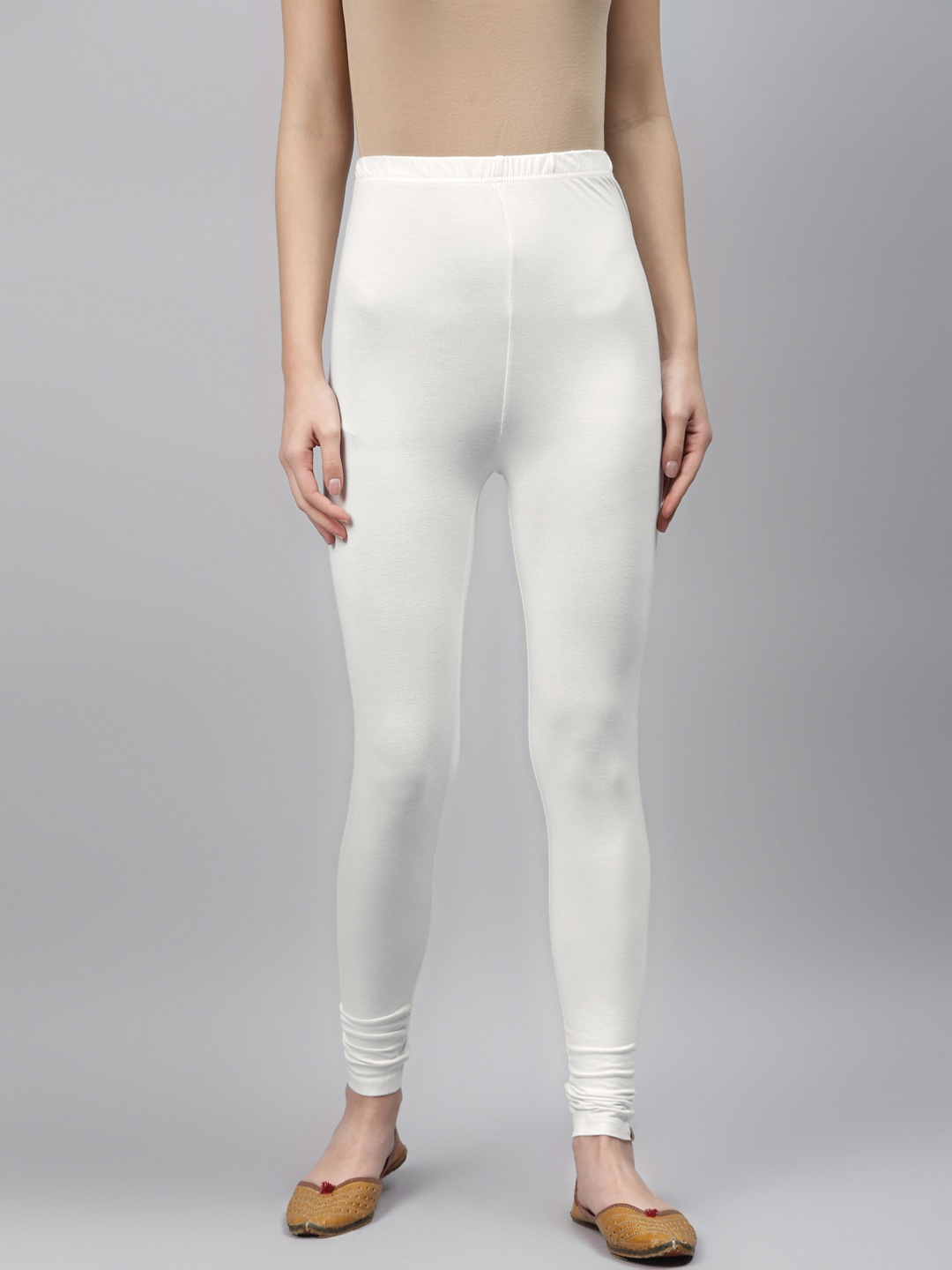 

AURELIA Women White Solid Ankle-Length Leggings