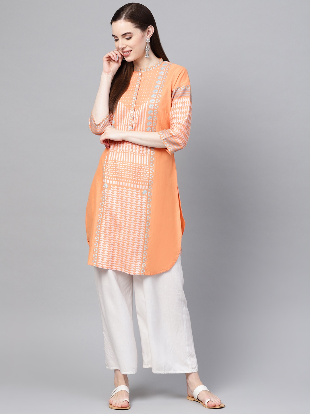 

W Straight Cotton Kurta, Orange