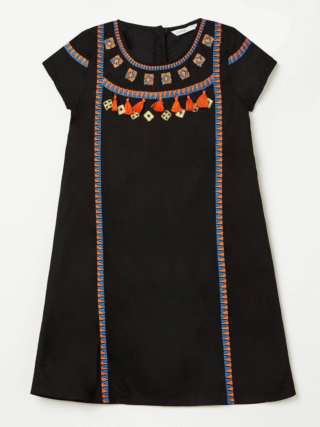 

Bossini Girls Black Embroidered A-Line Dress