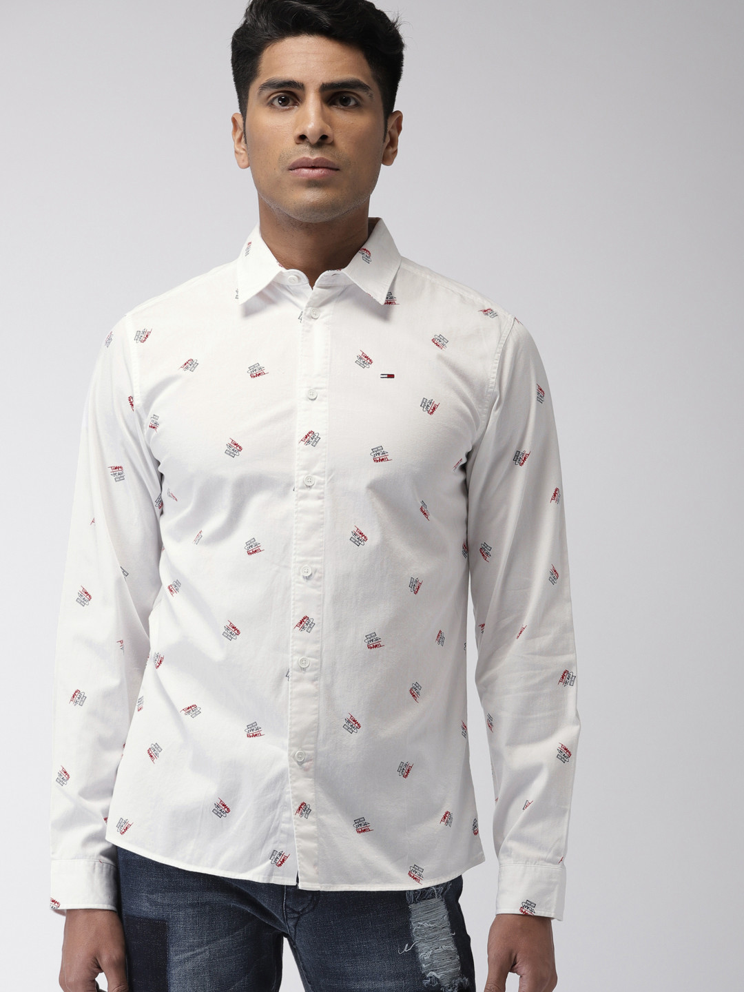 

Tommy Hilfiger Men White Regular Fit Printed Casual Shirt