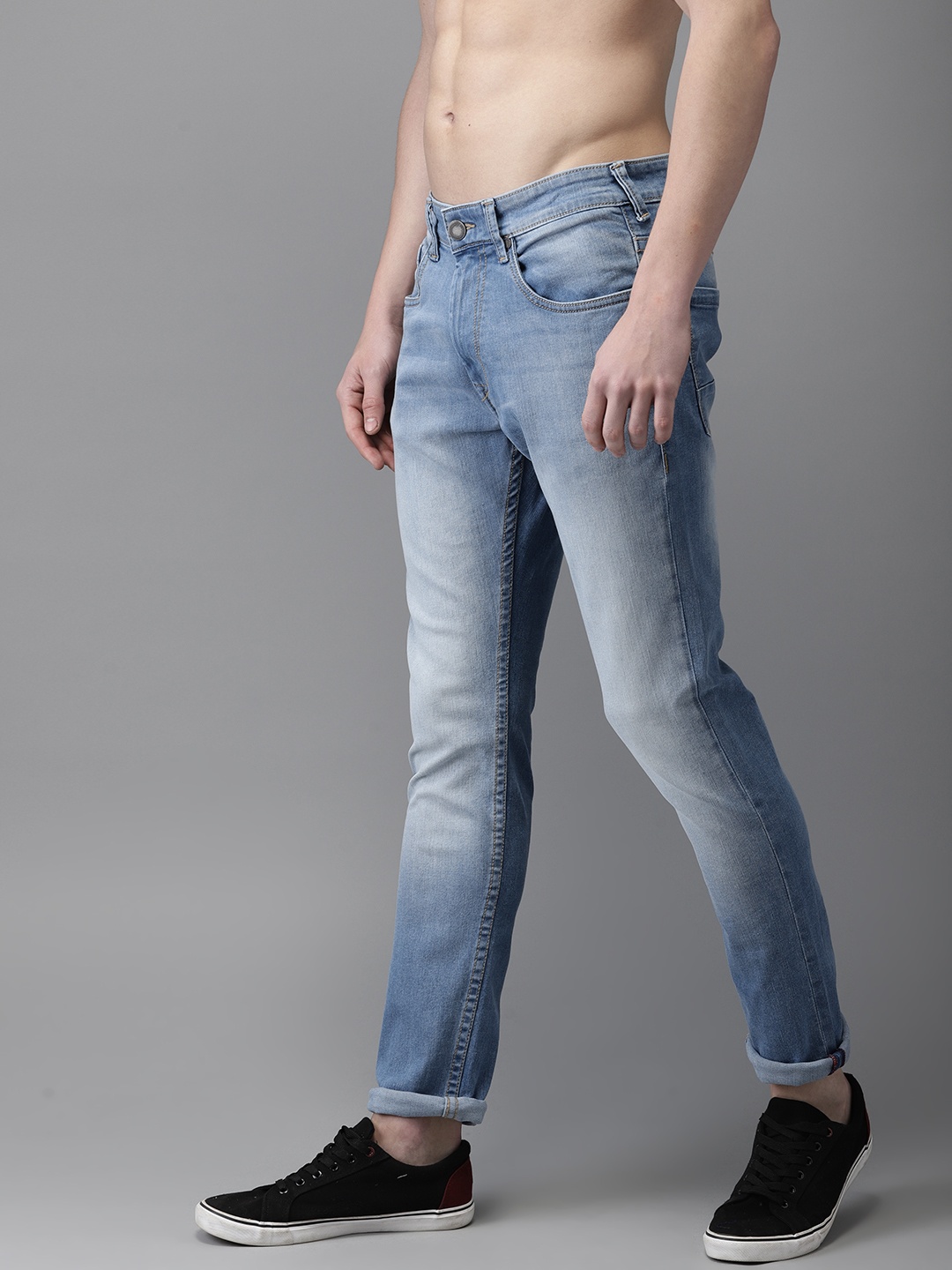 

HERE&NOW Men Blue Skinny Fit Mid-Rise Clean Look Stretchable Jeans